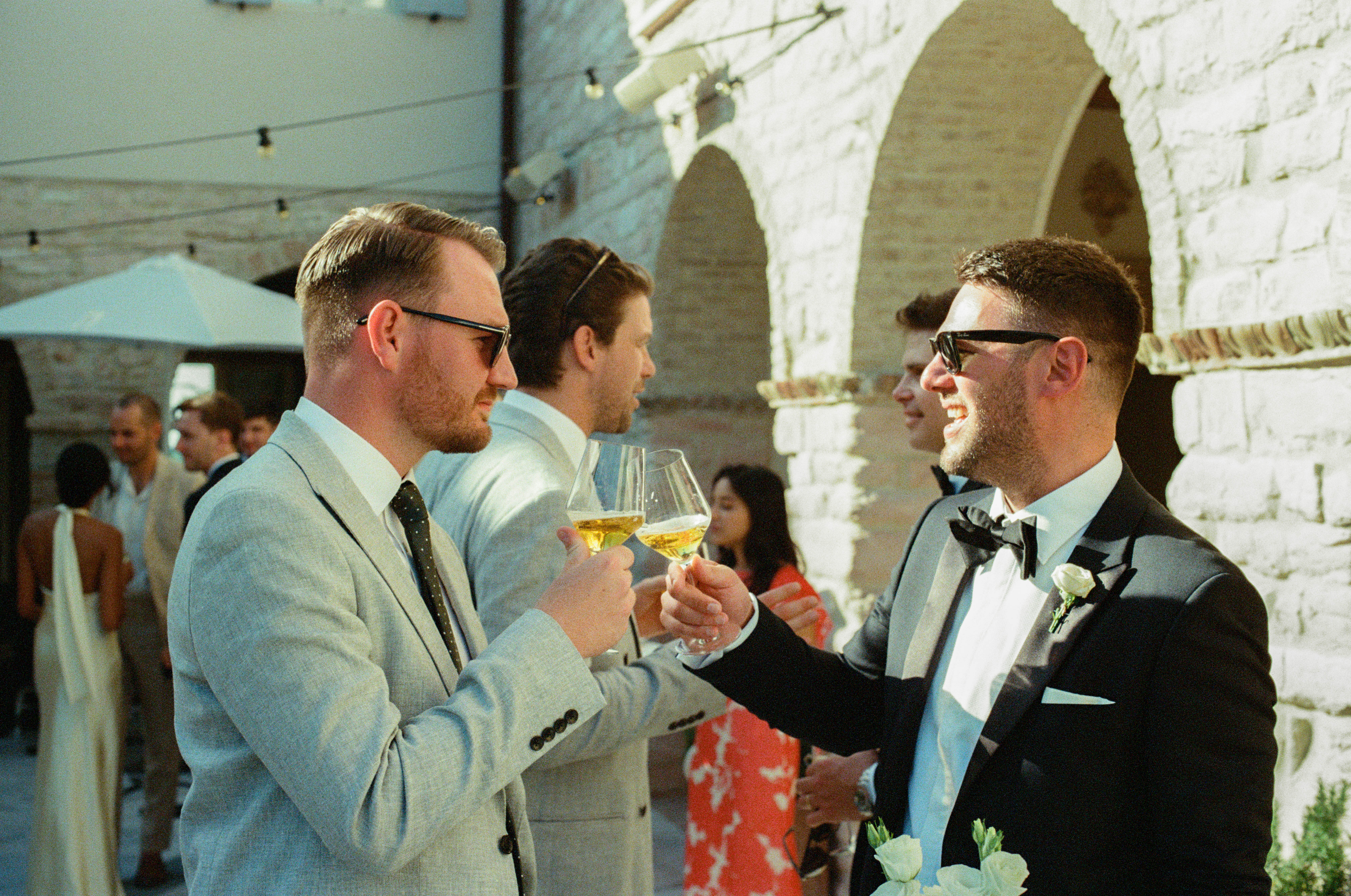 Wedding celebration candid toast layout, Italy