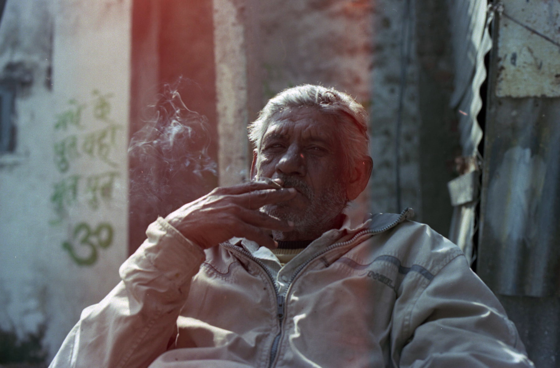 Man smoking a beedi in Karnal, Haryana